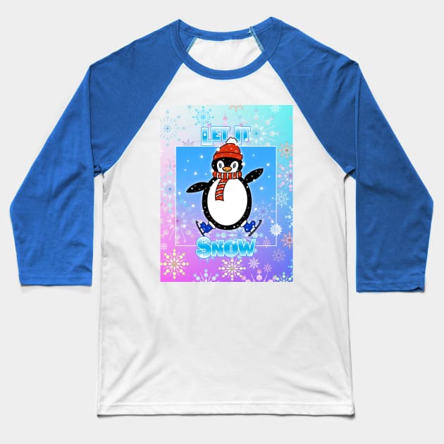 Christmas Penguin Baseball T-Shirt by SartorisArt1